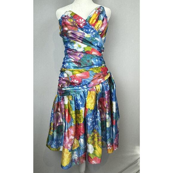 Sonia Fernandez Colorful Silk Dress Made In France Women’s Size M? Wrap Style - Picture 1 of 13
